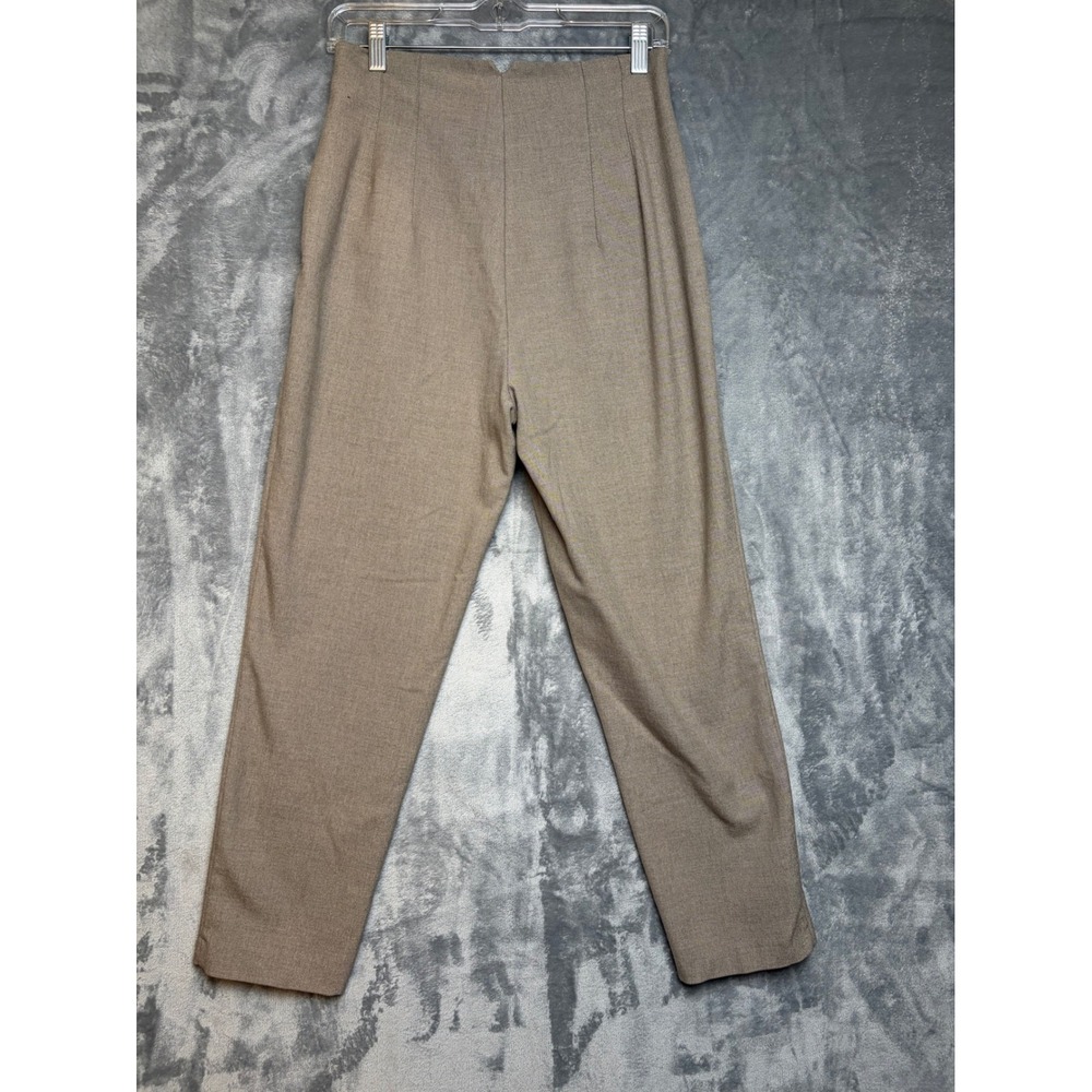Zara Taupe Brown High Waisted Tapered Trousers Size Medium Textured Dress Pants